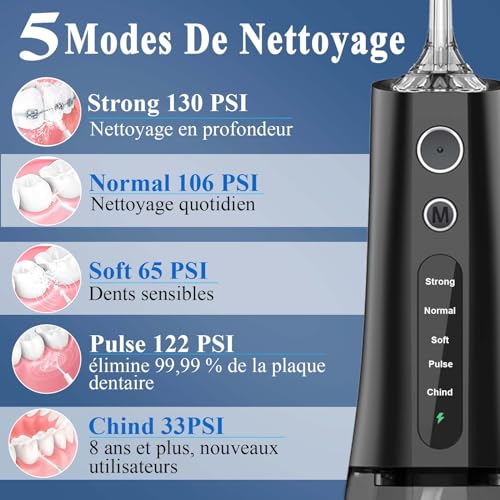 SURFOU Professional Dental Jet Water Flosser for Teeth, Irrigators and Irrigators Cleaning Teeth Water Jet, Tooth Cleaner Pulser Interdental Irrigator Portable Scaler