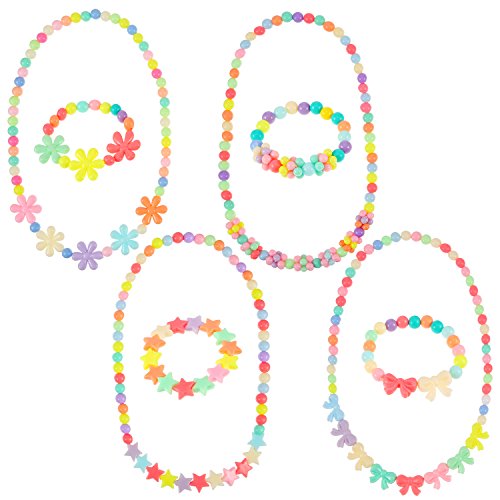 image for Bememo 8 Sets Princess Necklace and Bracelet Baby Girls Costume Jewelr