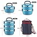 YBOBK HOME Bento Box Adults Lunch Box For Work, 3-Tier Cylinder Stackable Lunch Box With Bag, Keep Food Warm Thermal Lunch Container, Portable Stainless Steel Insulated Food Container (Blue 71oz)