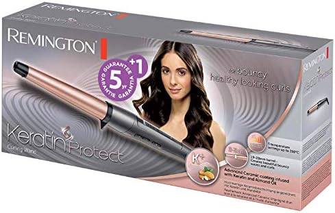Queratina Proteja o Enrolador de Cabelo, Óleo de Queratina e Amêndoa, Enrolador de Cabelo com Cano de 19-28 mm, Cerâmica, 5 Temperaturas até 210°C, Digital, CI83V6, Preto, Ouro Rosa