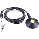 ESD Grounding Cable Coiled Core Suction Cup - FEITA Anti-Static Ground Wire with Conductive Pad Sucker and Ring Buckle Claw, Alligator Clip (8 Feet)