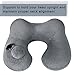 JUROGAN Travel Pillow Inflatable Velvet Neck Support for Machine Washable Grey
