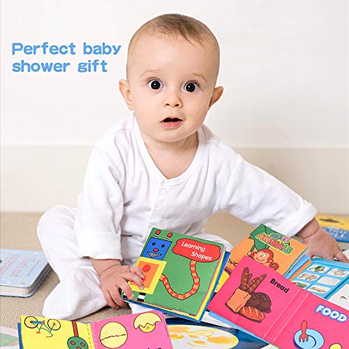 XREXS Nontoxic Fabric Baby Soft Books,Colorful Activity Crinkle Baby Cloth Book for Kids,Friction with a rustling Sound,First Books for Infants Boys and Girls,Toddlers Early Education Toys Quiet Books