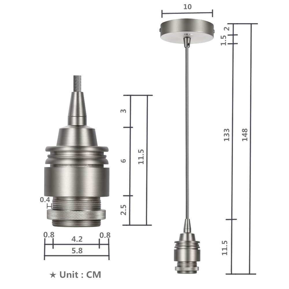 Vlike Pl04 Chrome Ceiling Rose Light Pendant Fitting Vintage Retro