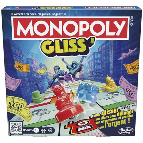 Monopoly Gliss´, Brettspiel für Kinder, Jugendliche und Erwachsene, schnelles und unterhaltsames Gesellschaftsspiel für 2 bis 8 Spieler ab 8 Jahren