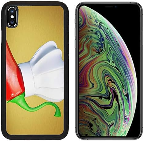 Liili Premium Apple iPhone Xs MAX Aluminum Backplate Bumper Snap Case Image ID: 11114279 red hot Chili Pepper and White Chef hat