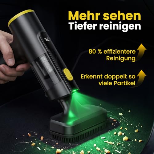 Zynet Handheld Vacuum Cleaner Battery, Wireless, 28000Pa Mini Car Vacuum Cleaner, Strong Suction, 7800 mAh, 60 min Runtime, 3-in-1 with LED Display and Brushless Motor for Car, PC, Sofa, Kitchen