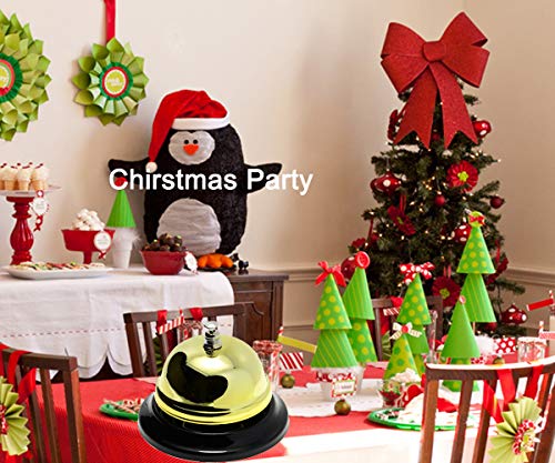WEKOIL Call Bell Golden Desk Service Bell Customer Ding Bell for Restaurant Hotel Room Kitchen Party School Classroom Office Elderly Teachers Kids Large Bright Bell 3.35 inch - Thumbnail 6