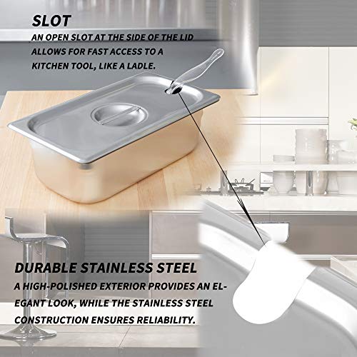 image for 1/3 Size Stainless Steel Slotted Steam Table Pan Cover, Kitma Pan Lids