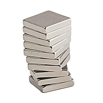 Vridhi Enterprises RECTANGLE Shape 10 Pcs Nickel/NEODYUIM Coated Premium Brushed Refrigerator Magnet for Science and School Projects (10x10x2)