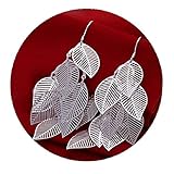 One Pair Unique Bohemia Nine Leaves Long Fashion Dangle Earrings For Girls Silver