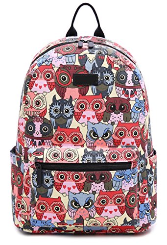 GO-OFFICE Owl Lightweight Canvas Shoulder Backpack fits 14 inch Laptop woman bag