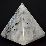 Rainbow Moonstone Pyramid with Black Tourmaline | High Quality Natural | Energy Generator | Reiki healing Stone | Approx. 1.5