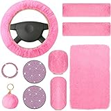 10 Pieces Fluffy Steering Wheel Covers Handbrake