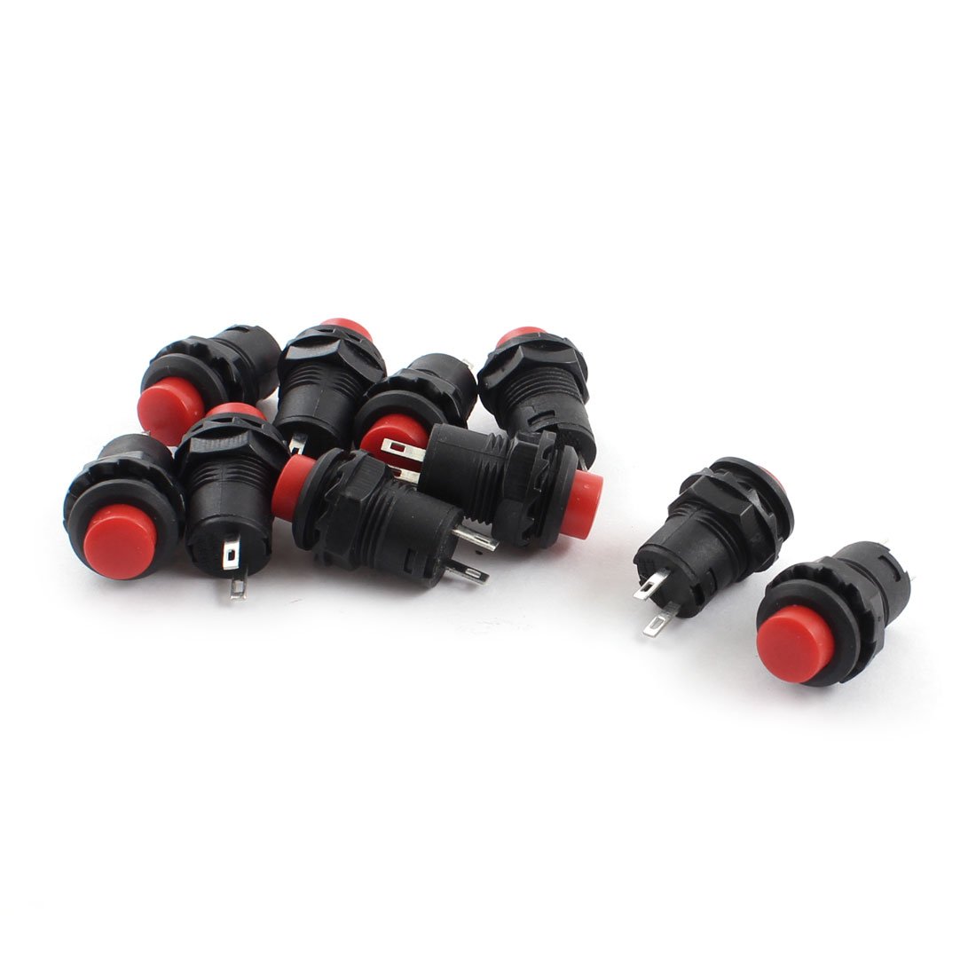 Sourcingmap A14101000ux0766 DS228 SPST Latching Push Button Switch, 10 Piece, AC 120V, 3 Amp, AC 250V, 1.5 Amp, 12 mm