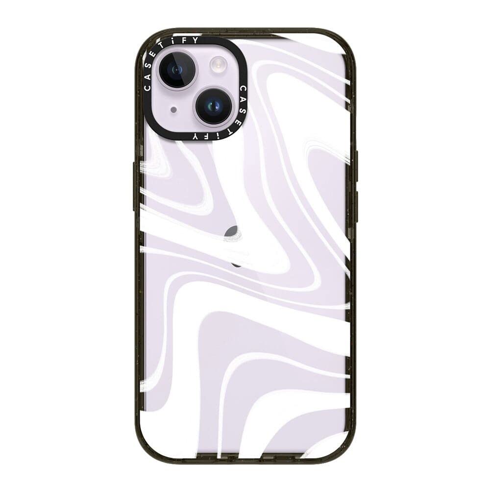 CASETiFY Impact iPhone 14 Case [4X Military Grade Drop Tested / 8.2ft Drop Protection] - Frosted Swirls - Glossy Black
