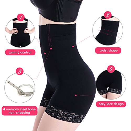 Movwin Women’s Shapewear Underwear High Waist Seamless Butt Lifter Body Shaper Tummy Control Panties (L, Black 2)