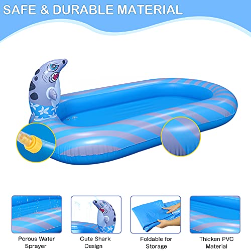 VOLADOR Inflatable Sprinkler Pool, Wading Swimming Pool, Outdoor Water Splash Toy for Kids Toddlers Kiddie Pets Family