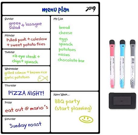 Meal Planner,Magnetic Refrigerator Chalkboard,Shopping List, Meal Planner, Loftstyle Dry Erase Black Board Magnetic Notice Board Chore Charts Shopping List Diabetic Meal Prep Planning 30 X 40