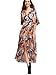 Milumia Women's Boho Deep V Neck Floral Chiffon Wrap Split Long Dress