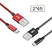 Micro USB Cable, Anlyso 2Pack 6 FT High Speed Nylon Braided USB A to Micro B Android Charger Cable Cord for Samsung Galaxy S7 Edge/S6/S4,Note 5/4,HTC,LG,Tablet (Red and Black Gray)