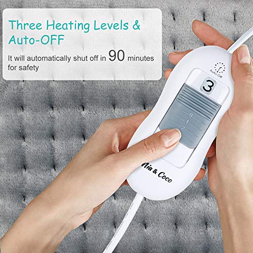 XL Electric Heating Pad for Back Pain with Auto Shut Off in 90 min, Dry Heat Only, 3 Heat Level Settings, 100% Soft Comfortable Polyester XL Extra Large King Size 12\