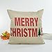 HOSL PSD21 Merry Christmas Cotton Linen Square Decorative Throw Pillow Case Cushion Cover (Set of 6)