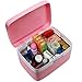 EVERTOP Pink Storage Box with Combination Lock and Separate Compartments,Plastic Storage Box for Medicine(Pink)