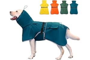KOOGAL Reflective Dog Raincoat Waterproof Adjustable Dog Hooded Poncho Raincoat for Medium Large Dogs, Lightweight Pet Rain Jacket(Blue, 4XL)