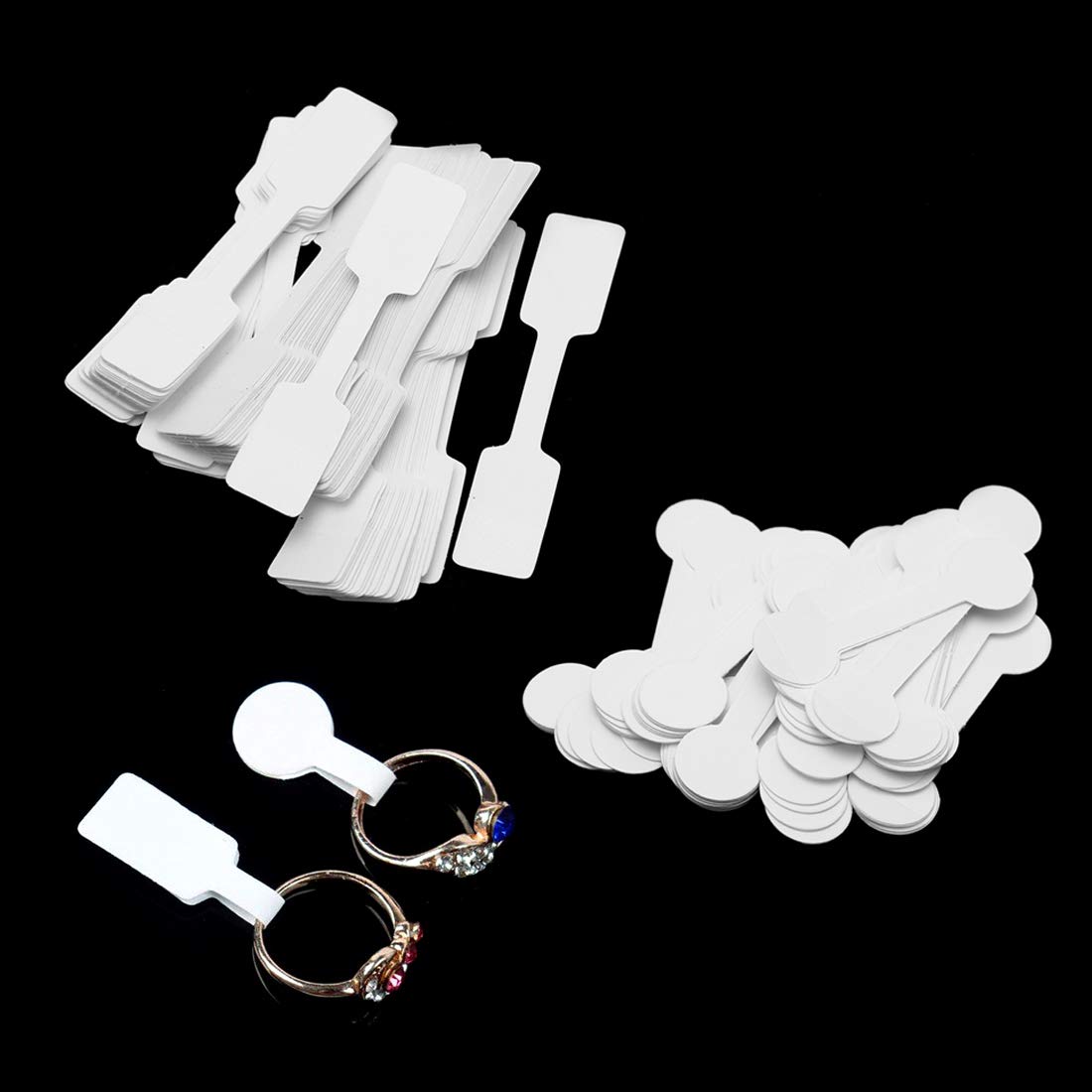 FineInno 400pcs Jewelry Price Tags Blank Price Labels for Jewellery Ring Necklace Display Price Stickers (200 Rectangle Shape + 200 Barbell Shape)