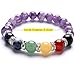 TGS Gems® Beautiful Energy Chakra Gemstone Reiki Healing Stretch Bracelet 7 Chakra Mixed Combination Amethyst SL013A4