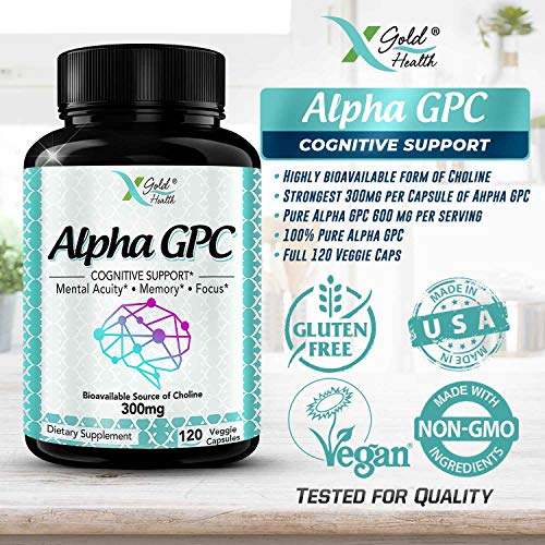 Alpha GPC Choline Supplement 600mg, 99+ Highly Purified, Highly