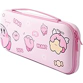PERFECTSIGHT Switch Carrying Case for Nintendo Switch OLED, Cute Portable Travel Switch OLED Carry Case Inner Protective Storage Bag for NS Console & Accessories (Pink KB)
