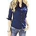 SUNNOW Women Fasional Slim Shirt V Neck Long Sleeve Button-down Blouse