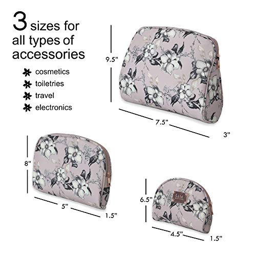 Nicole Miller 3 Pc Cosmetic Bag Set, Purse Size Makeup Bag for Women, Toiletry Travel Bag, Makeup Organizer, Cosmetic Bag for Girls Zippered Pouch Set, Large, Medium, Small (Pale Pink Floral) 3 Nicole Miller 3 Pc Cosmetic Bag Set, Purse Size Makeup Bag for Women, Toiletry Travel Bag, Makeup Organizer, Cosmetic Bag for Girls Zippered Pouch Set, Large, Medium, Small (Pale Pink Floral)
