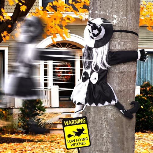 Bswalf Halloween Crashing Witch Decoration
