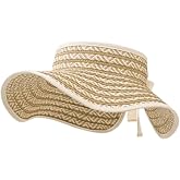 KORADI Girls Sun Hats Straw Visor Kids Wide Brim Stripe Summer Beach Hats Foldable Open Top Cap 3-8 Years