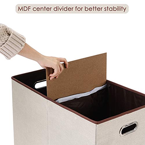 SUPERJARE Double Laundry Hamper with Removable Liner Bags &