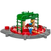BRIO World 33476 - Turntable &amp; Figure | 2 Piece Wooden Toy Train Accessory for Kids | Multiple Track Connection Points | Spacious Turntable | Poseable Train Engineer Figure | Ages 3 and Up