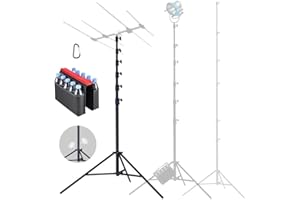 FOMITO Photography Light Stand 24ft/730cm, Air-Cushioned Heavy Duty Aluminum Photo Video Tripod Stand with 1/4" Screw for Drone Communication Base Station, and Studio Light, Max Load 22.5kg, LM-7300HA