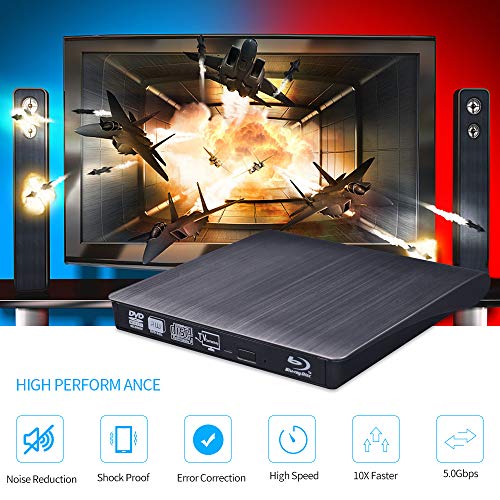 MthsTec External Bluray DVD Drive, USB 3.0 External Slim Blu-ray Burner 3D Blu-ray DVD/CD Drive with TV Connectivity Function Compatible with Windows/Mac OS/Linux/Smart TV(Black) - Thumbnail 2
