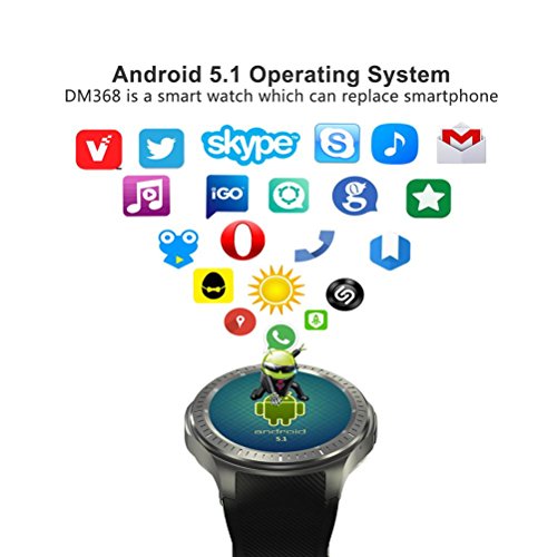 L@YC DM368 WiFi Heart Rate Monitoring Step Weather Forecast GPS Positioning 3G Android Smart Watch, Black