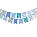 INFEI 3.5M/11.5Ft Floral Vintage Fabric Big Fishtail Flags Bunting Banner Garlands for Wedding, Birthday Party, Outdoor & Home Decoration (Blue)