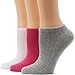 Reebok Women's 3 Pack Logo No Show, White/Pink/Grey, One Size (Shoe Size 6-10.5)