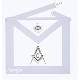 Masonic Master Mason Metallic Embroidered Apron Lambskin White Ribbon