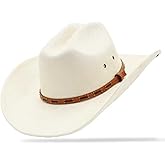 OIERNFE Cowboy Hat for Men and Women - Cattleman Wide Brim Western Cowgirl Hat with Gift Packaging