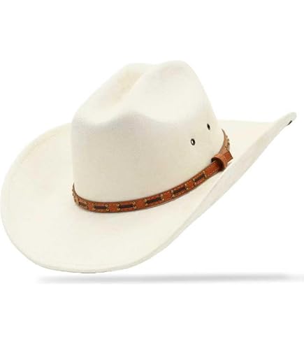Lanzom Women Men Classic Felt Wide Brim Western Cowboy  display picture 2