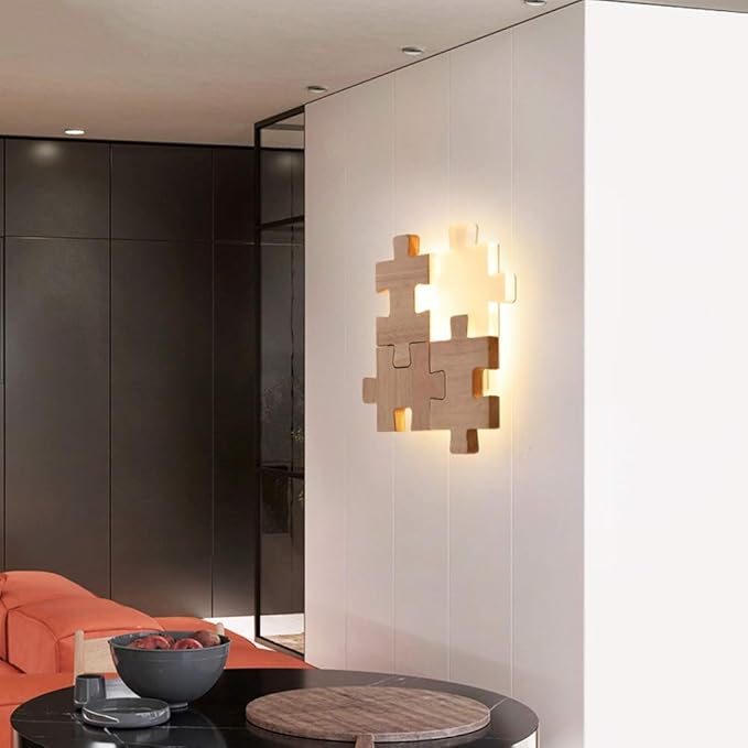 Aplique de madera moderno Aplique LED Lámpara de pared geométrica