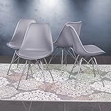 Pack de 4 sillas de cocina-comedor ANDY Hard, patas de metal y asiento polipropileno (Gris)