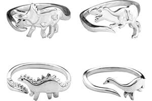 COLORFUL BLING 1-6PCS Dinosaur Rings Set Cute Tyrannosaurus Triceratops Adjustable Rings Jurassic Era Dinosaur Ring Knuckle B